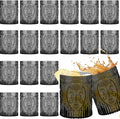 Qinyoung 24 Plastic Vintage Drinking Glasses 8.5oz Stemless Retro Embossed Wine Glasses Shatterproof Reusable Cups for Baby Shower Wedding Reception Grand Event Party (Black)