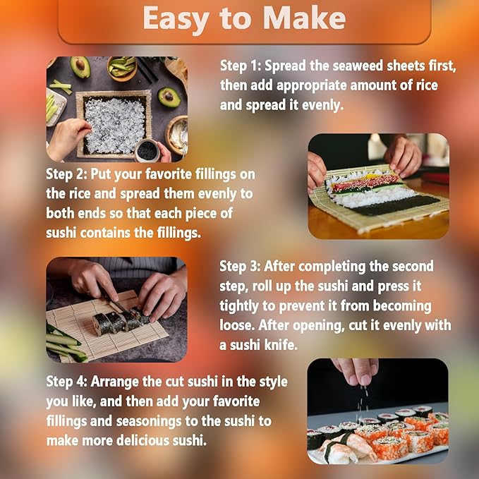 Sushi Making Kit, All-in-One Bazooka Roller Set, with Bamboo Mats, Sushi Bazooka, Avaocado Slicer, Chopsticks, Sauce Dish, Rice Paddle