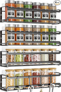 Bunoxea Spice Rack Wall Mounted 4 Pack,Space-Saving Spice Organizer for Spice Jars and Seasonings,Screw or Adhesive Hanging Spice Rack Organizer for Your Kitchen Cabinet,Pantry Door,11.41x2.75x2.75in
