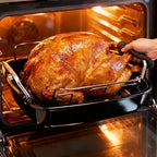 Large Nonstick Roasting Pan with Rack (17x13 Inch) -Turkey Roasting Pan with Wider Handles, Heavy Duty Construction Roaster - Easy Clean for Oven