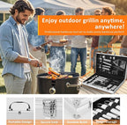 18-Piece BBQ Grill Accessories Set | Ultimate Grilling Tools for Men - Heavy Duty Stainless Steel BBQ Utensils Kit with Aluminum Case & Grill Brush for Dad (18pcs)