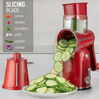 Zulay Kitchen Rotary Cheese Grater 5 Blade Cheese Shredder - Manual Hand Crank Cheese Grater With Reinforced Suction & 5 Interchangeable Drums - Easy to Use, Vegetable Chopper Round Mandoline Slicer