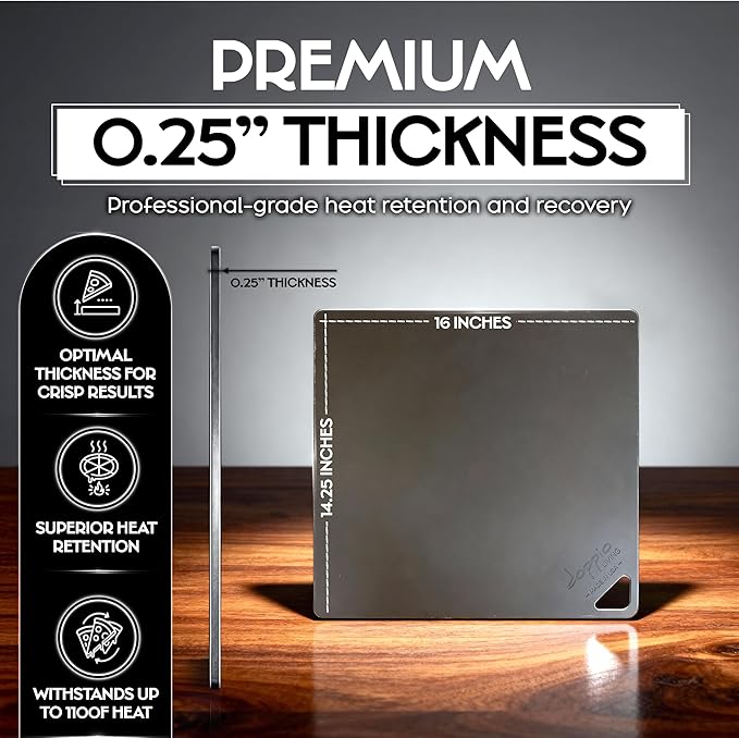 Pizza Steel for Oven | Made in USA | 16" x 14.25" | Pre-Seasoned Baking Steel for Bread, Pizza, Sourdough & More | Premium Quality Crust at Home | Use in Oven, Grill, BBQ |
