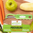 Spring Chef Premium Green Swivel Vegetable Peeler Set of 2, Stainless Steel Apple Peeler for Kitchen with Soft Grip Handle, Dishwasher Safe, Perfect for Potato, Carrot, Veggie, Fruit, Apple, Mango