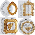 Photo Frame Fondant Mold Picture Frames Silicone Molds Vintage Frame Mold Baroque Frames Chocolate Molds For Sugarcraft Cake Decoration Cupcake Topper Candy Polymer Clay Gum Paste Set of 4