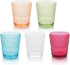 Victoria Clear Set of 6 Premium Acrylic DOF Glass 16 oz – Unbreakable Drinkware with Elegant Embossed Design, Perfect for Indoor & Outdoor Use