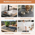 Large Stone Dish Drying Mat for Kitchen Counter, 2 PCS Quick Dry Diatomaceous Earth Dish Mat Set – Foldable Water Absorbing Kitchen Accessories for Countertop(Dark Gray 24"x16"&8"x4")