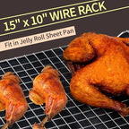 Briout 2PCS Cooling Racks for Cooking and Baking - 15x10 Inches Heavy Duty Stainless Steel Wire Rack for Baking, Grilling, Roasting - Oven & Dishwasher Safe - Fits Jelly Roll Sheet Pan-Silver