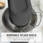 Martha Stewart Stand Mixer, 12 Speed, Tilt-Head, 5.3QT Stainless Steel Bowl, Splash Guard with Pour Chute, Whisk, Dough Hook, Flat Beater, Electric Kitchen Baking Mixer, Bread, Cake, Whip, Caviar Gray