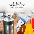 Zulay Kitchen Heavy Duty Stainless Steel Can Opener Manual with Bottle Opener - Rust Proof Manual Can Opener With Turn Knob & Comfy Soft Grip Handles - Light Blue