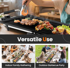 Nightcore 35" Large Electric Griddle, Teppanyaki Grill w/Adjustable Thermostat, Insulated Handles, Drip Tray & Nonstick Surface, Pancake Griddle, Indoor Outdoor Tabletop BBQ Grill for Party Camping