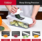 Fullstar Mandoline Slicer for Kitchen - Vegetable Chopper, Onion Potato Food Veggie Fruit Slicer and Cutter with Container, Kitchen Gadgets & Gifts, Home Essentials (All-in-1, White/Black)