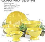 Reston Lloyd, 3 Quart Powder Coated Steel Kitchen Strainer Basket for draining Pasta, Vegetable and Fruit, Chrome Handles and Wide Stable Base, Lemon