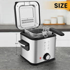 PUKOMC Electric Deep Fryer, 1.5 Liters/1.6 Qt. Oil Capacity, Small Deep Fryer with Basket for Home Use, Cool Touch Sides Easy to Clean, Nonstick Basket