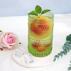Hobnail-Drinking Glasses 13oz Vintage Glassware Sets Cocktail Juice Glasses Set of 6, Light Green