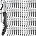 Waiter Corkscrew Wine Openers Heavy Duty Hinges Wine Key Bottle Opener All in One Double Hinged Waiter's Corkscrew with Foil Cutter Wine Tools for Bartenders Servers Sommelier (Black, 100 Pack)