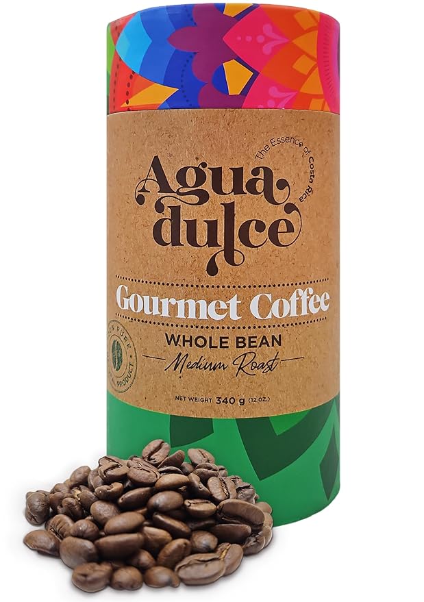 Whole Bean Coffee Medium Roast by Agua Dulce Coffee. Costa Rican Specialty Gourmet Coffee — 100% Arabica Single Origin. Pack of 1 (12 oz)