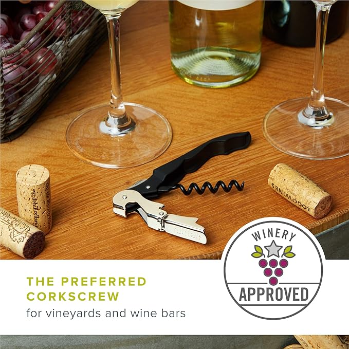 True Truetap Double Hinged Waiter's Corkscrew Wine Opener, Stainless Steel Wine Bottle Opener with Built In Foil Cutter, Home Bar Tools, Bar Cart Accessories, Wedding Gifts, Set of 1, Metallic Red