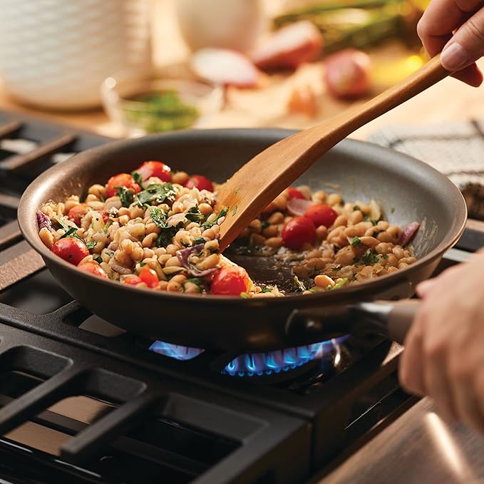 Anolon Advanced Home Hard Anodized Nonstick Divided Grill and Griddle Pan, 12.5 Inch, Bronze