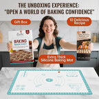 Non Stick Silicone Pastry Mat with 10 Quick Recipes ，Silicone Mat for Dough Rolling Baking Sheet for Cookies, Pizza,Bread, Surdough,Fondant Mat for Kitchen Counter, Extra Large and Oven Safe
