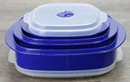 Reston Lloyd Nesting Microwave Containers, Set of 3, Adjustable Steam Vents, Airtight, Meal Prep, Durable BPA-Free Plastic- Freezer & Dishwasher Safe, Cookware & Food Storage, Anyday Cookware, Indigo