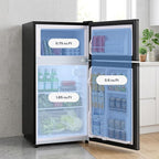 3.2 Cu.Ft Mini Fridge with Freezer, 2 Door Small Refrigerator with Adjustable Thermostat Energy-efficient Low Noise, Compact Fridge for Bedroom, Office, Dorm, Black