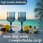 Plastic Wine Glasses, Plastic Goblets Vintage Style Cordial Unbreakable Drinking Glasses, Reusable Drinkware for Wedding Reception, Grand Event Party Supplies (12, Navy Blue)