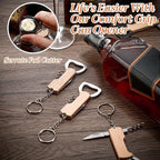 Ziliny 24 Pcs Bottle Opener Keychain Bulk Wine Bottle Beer Opener Keychain 3.27" Stainless Steel Corkscrew Waiter Corkscrew Wine Keyring Gifts for Christmas Bar Party Wedding Home (Brown)