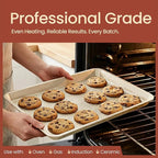 BAKKEN Kitchen Baking Pan - Small, Medium, and Large Cookie Pan (13.58×9.65, 15.75×11, 17.91×12.60), Nonstick, Diamond Texture Bottom, PFOA, PFOS, PTFE Free, Oven Safe (450°F), Pack of 3, White Marble