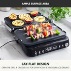GreenPan 6-in-1 Multifunction Removable Plate Indoor Grill & Electric Griddle, Diamond Infused PFAS Free Ceramic Nonstick Reversible Plates, Opens Flat, Adjustable Temp, Panini Press, Black
