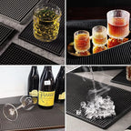 XieNie Bar Mat Small 6" x 12" Black, Coffee Mat for Home Bar, Bar Service Spill Mat for Cocktail Bartender Kitchen Countertop, PVC Counter Top Cup Mats Glasses Drying Mat, 1PCS