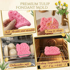 1 Pcs Tulip Fondant Mold, Flower Chocolate Silicone Mold, Food-Grade Material, for Baking Cookies Candy Sugar Crafts, Marzipan Muffins Chewing Gum Salted Dough Epoxy Resin Plaster Soap Clay