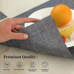 Leetaltree Denim Blue Placemats Set of 8 - Heat Resistant Non-Slip Place mats for Dining Table, Washable Durable PVC Vinyl Woven Table Mats（Denim Blue, 8）