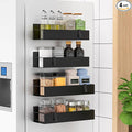 HuggieGems Magnetic Water Bottle Holder for Refrigerator, Cup Holder Organizer for Stanley and Tumbler for Kitchen, 4 Pack, Metal Black