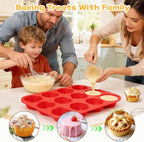 CAKETIME 12 Cups Silicone Muffin Pan - Nonstick Cupcake Pan 1 Pack Regular Size Silicone Mold for Baking