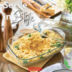Simax Glass Casserole Baking Dish: Clear Glass Round Casserole Dish with Lid and Handles,Covered Bowl for Cooking, Baking, Serving, Dishwasher, and Oven Safe Cookware – 3 Quart Dish + 2.2 Quart Lid