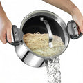 GOTHAM STEEL 8 Qt Nonstick Pasta Pot with Strainer Lid, Stainless Steel Stock Pot, Twist & Lock Handles, 2 Strainer Sizes, PFOA Free, for Soup & Spaghetti, Induction Ready, Oven & Dishwasher Safe