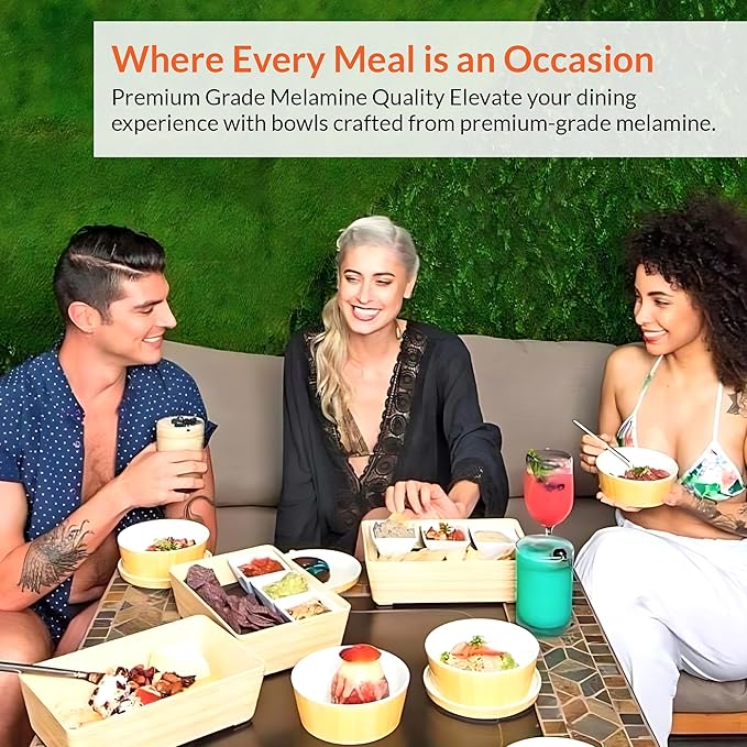 IMPULSE! Rimini Small Bamboo Bowl with Plate Top Lid, Covered Melamine Bowl