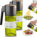 OURCABECUE Upgrade 2 in 1 Oil Sprayer for Cooking, 17oz Light-Blocking Glass Olive Oil Dispenser Bottle for Kitchen,Food-Grade Oil Mister with 8 Stickers(2PCS)