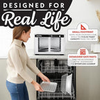 Gourmia French Door Air Fryer Oven - 37 Qt Large Capacity Convection Toaster Oven, FryForce 360°, Digital Display, 12 Cooking Presets, Dehydrate, Fits 13” Pizza, Dishwasher-Safe, White
