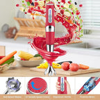 Toogel Cordless Immersion Blender, 4-in-1 Electric Hand Blender with 21-Speed & 3-Angle Adjust, USB Rechargeable, BPA-Free & Dishwasher Safe for Baby Food, Smoothies, Soup (Red)