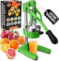 Zulay Kitchen Cast-Iron Orange Juice Squeezer - Heavy-Duty, Easy-to-Clean, Professional Citrus Juicer - Durable Stainless Steel Lemon Squeezer - Manual Citrus Press & Orange Squeezer (Light Green)