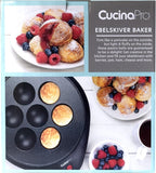 Ebelskiver Maker- Electric Non-stick Baker for Making Takoyaki, Ebelskiver or Octopus Balls, Aebleskivers, Donut Holes & Cake Pops, Unique Danish Mini Pancakes or Dessert Treat- Baking Gift for Her