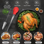 SCHVUBENR Large Turkey Baster with Cleaning Brush - Premium Baster Tool for Cooking - Easy to Use & Clean - Powerful Bulb Baster Syringe - Dishwasher Safe - Thanksgiving, Christmas Essentials - Red