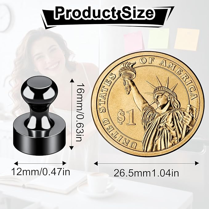 Tiergrade Metallic Magnets, Refrigerator Magnets, 24 Pack Black Magnetic Push Pins, Strong Fridge Magnets, Multi-use Whiteboard Magnets Perfect for Kitchen Office Classroom