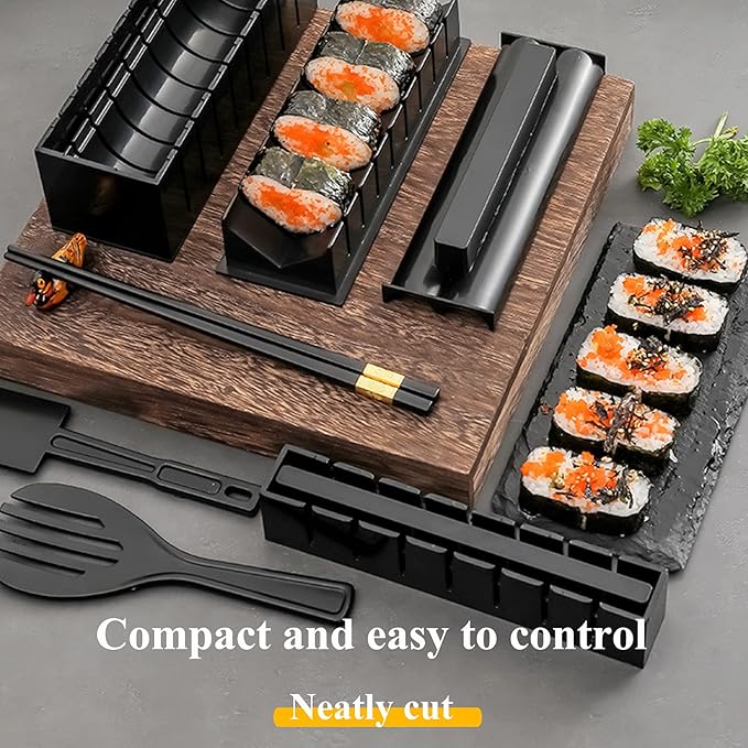 Sushi Making Set, 10 Pcs Sushi Maker Set, Sushi Molds Press with Sushi Rice Mold Shapes, Sushi Maker Roller Set, Sushi Set for Beginners, DIY Home Onigiri Mold Sushi Tool Setchen Accessories