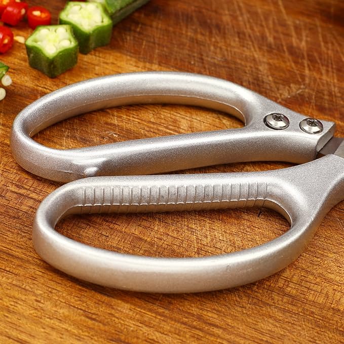 8.5" Kitchen Scissors for Food Chef Scissors Heavy Duty Culinary Scissor Full Metal Professional Sharp Kitchen Shears for Cooking Chicken Meat Pizza, Silver