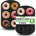 NutriChef Nonstick Donut Pans for Baking | 6 Durable & Easy to Clean Doughnut Molds | Fits Full-Sized Doughnuts | Oven Safe Up To 450F | Bake Perfect Donuts & Bagels | 12.5 x 8.5 Donut Trays | 2 Pack