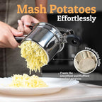 PriorityChef Large 15oz Potato Ricer With 3 Discs, Heavy Duty Stainless Steel Potato Ricer for Mashed Potatoes, Potato Masher, Press and Ricer Kitchen Tool, Black