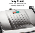 Hamilton Beach Panini Press, Sandwich Maker & Electric Indoor Grill, Upright Storage, PFAS-Free Nonstick Easy Clean Grids, Stainless Steel (25410)